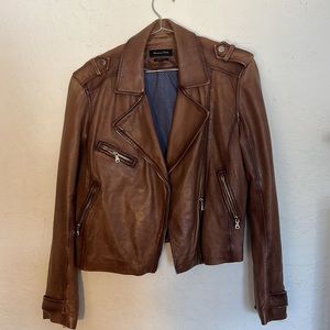Massimo Dutti Brown Leather Jacket